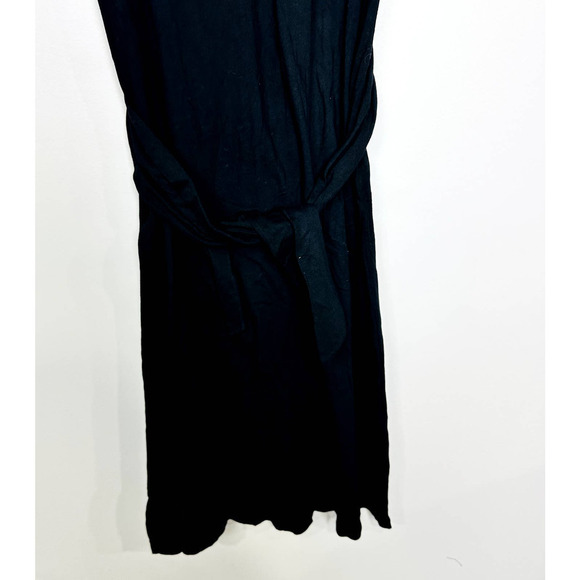Monrow NWOT Crew Neck Short Sleeve Pocket Tee Dress Slit Tie Black Size Small - Picture 3 of 8